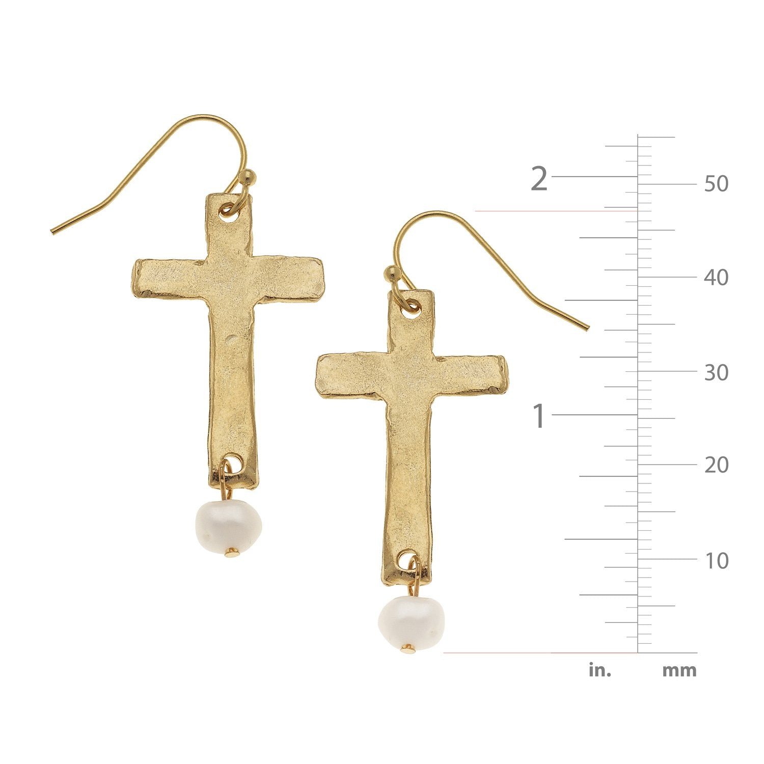 Cross + Pearl Drop Earrings