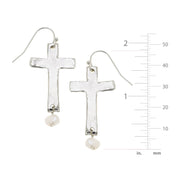 Cross + Pearl Drop Earrings