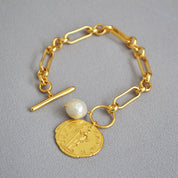 Vintage Baroque Coin Pendant Bracelet