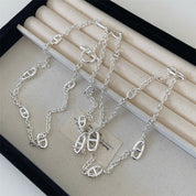 Long Modern Chic Silver Chain Necklace