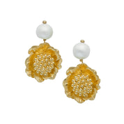 Camellia Pearl Drop Earrings