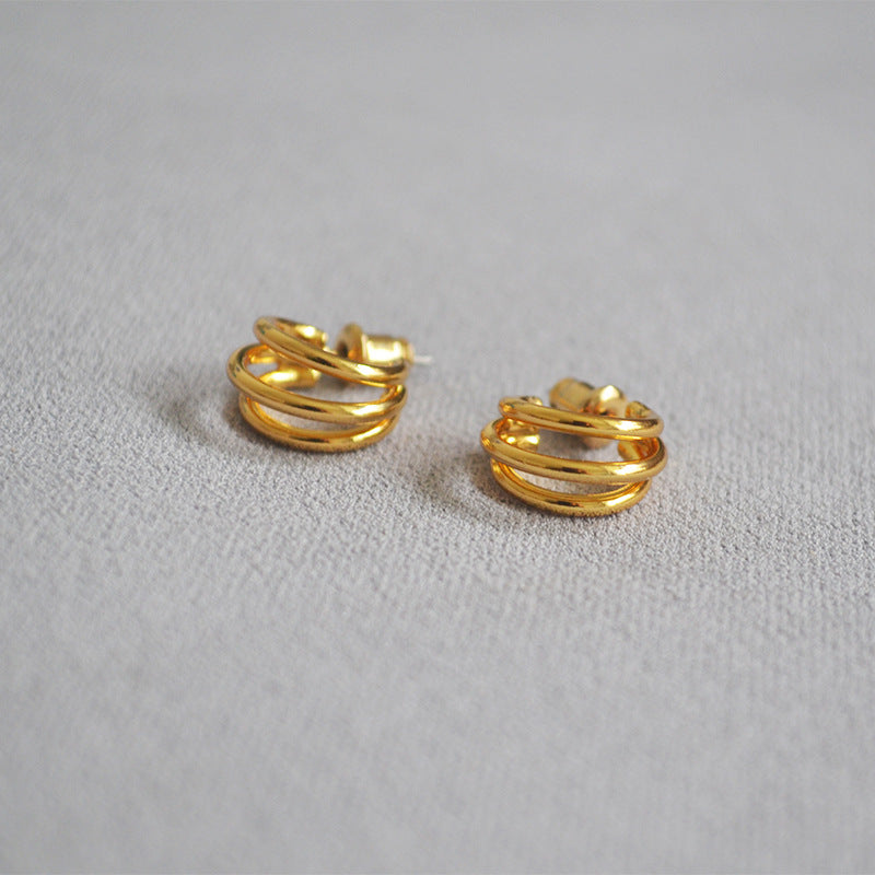 Triple C-Shape Hoop Earrings