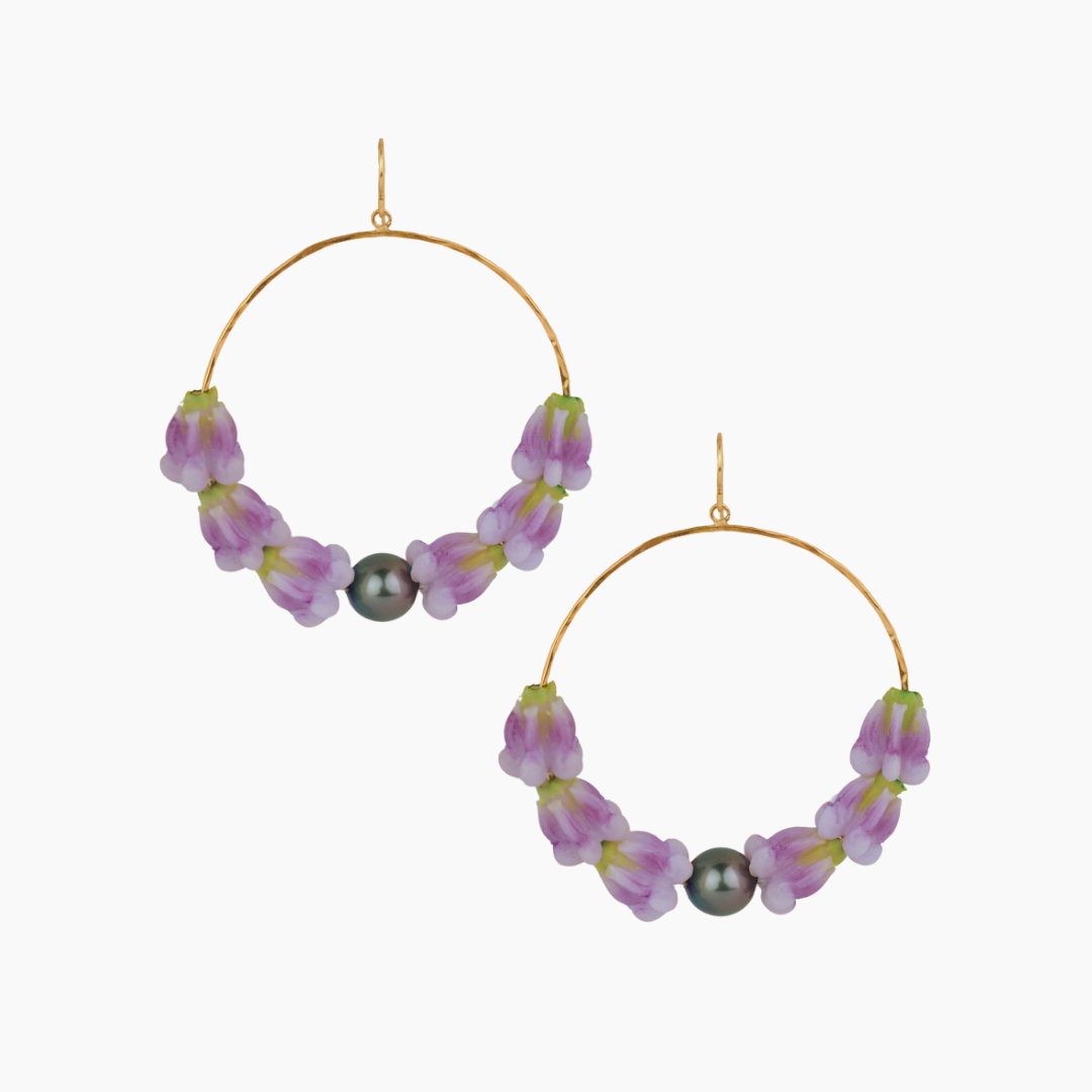 Purple Crown Tahitian Pearl Hoop Earring