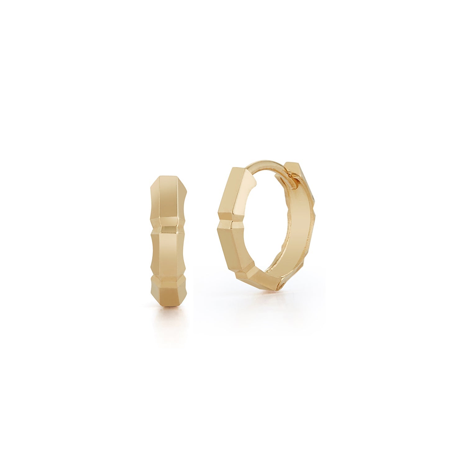 14kt Gold Faceted Huggies