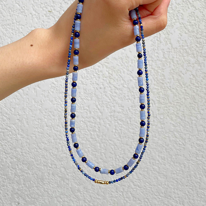 Blue Natural Lapis Beaded Gemstone Necklace (Purchase individually)