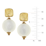 Square Cotton Pearl Drop Earrings