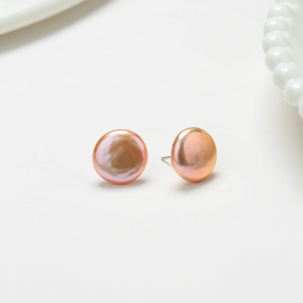 Coin Baroque Pearl Stud Earrings