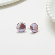 Coin Baroque Pearl Stud Earrings