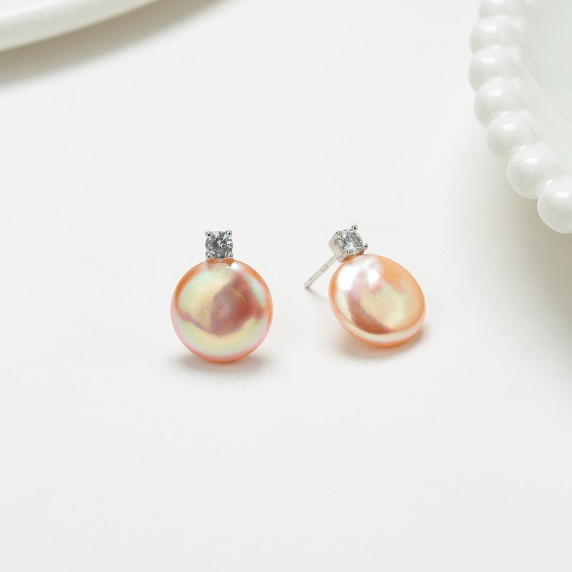 Sasha Coin Baroque Pearl Stud Earrings