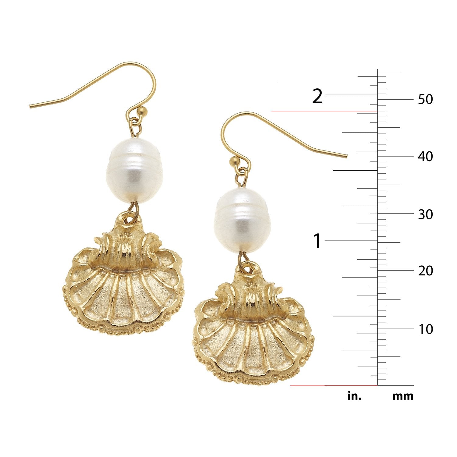 Pearl + Scallop Drop Earrings