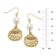 Pearl + Scallop Drop Earrings