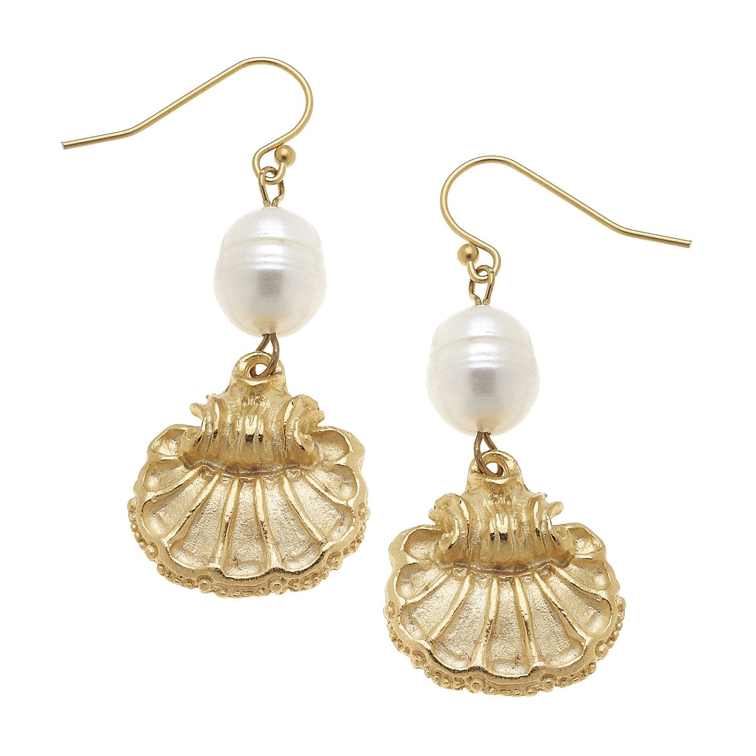 Pearl + Scallop Drop Earrings