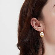 Gold Vermeil Oval White Shell Earrings