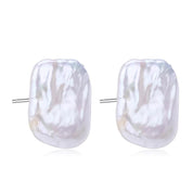 Square Baroque Freshwater Pearl Stud Earrings