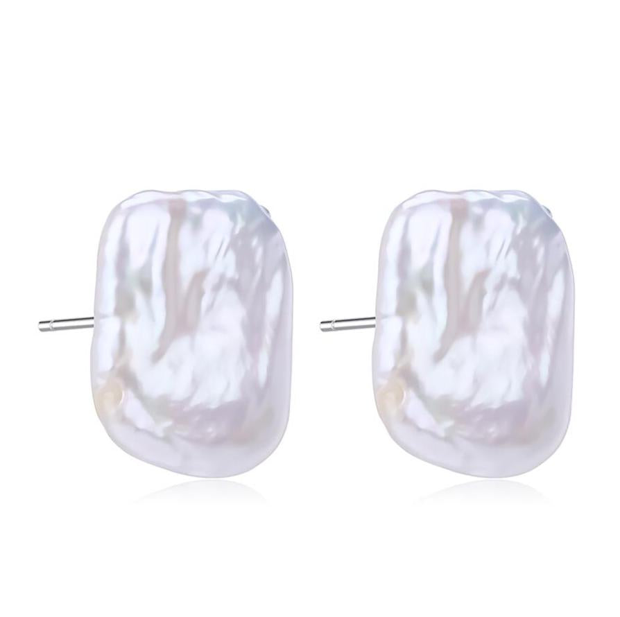 Square Baroque Freshwater Pearl Stud Earrings