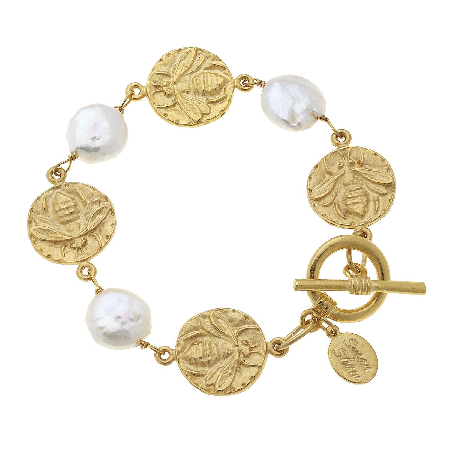 Bee + Coin Pearl Bracelet