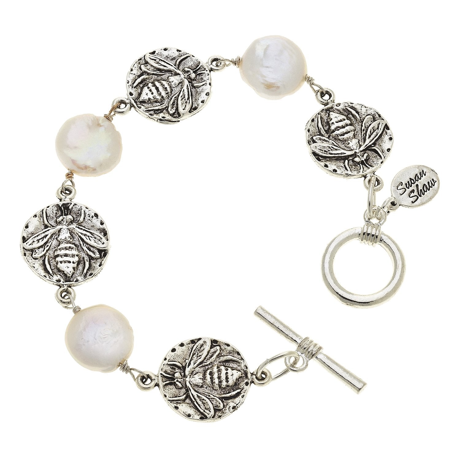 Bee + Coin Pearl Bracelet