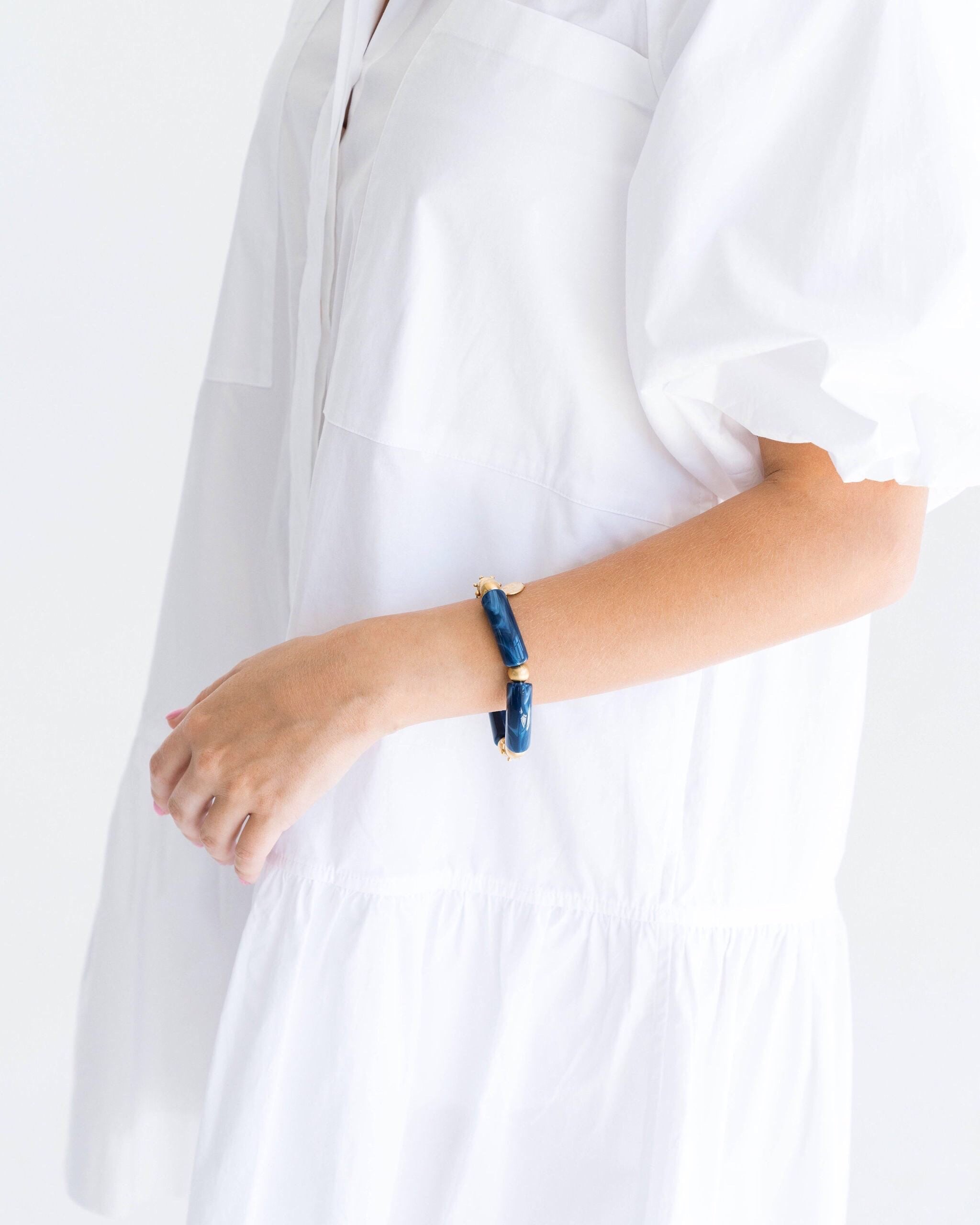 Navy Blue & White Charleston Bracelet IV