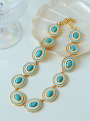 Turquoise Oval Earring and Necklace Set (Purchase Individually)