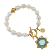 Venetian Glass Coin Pearl Bracelet