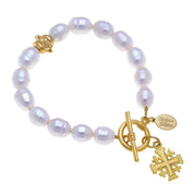 Jerusalem Cross Pearl Bracelet