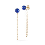 14kt Lapis Stud with Chain drop earrings