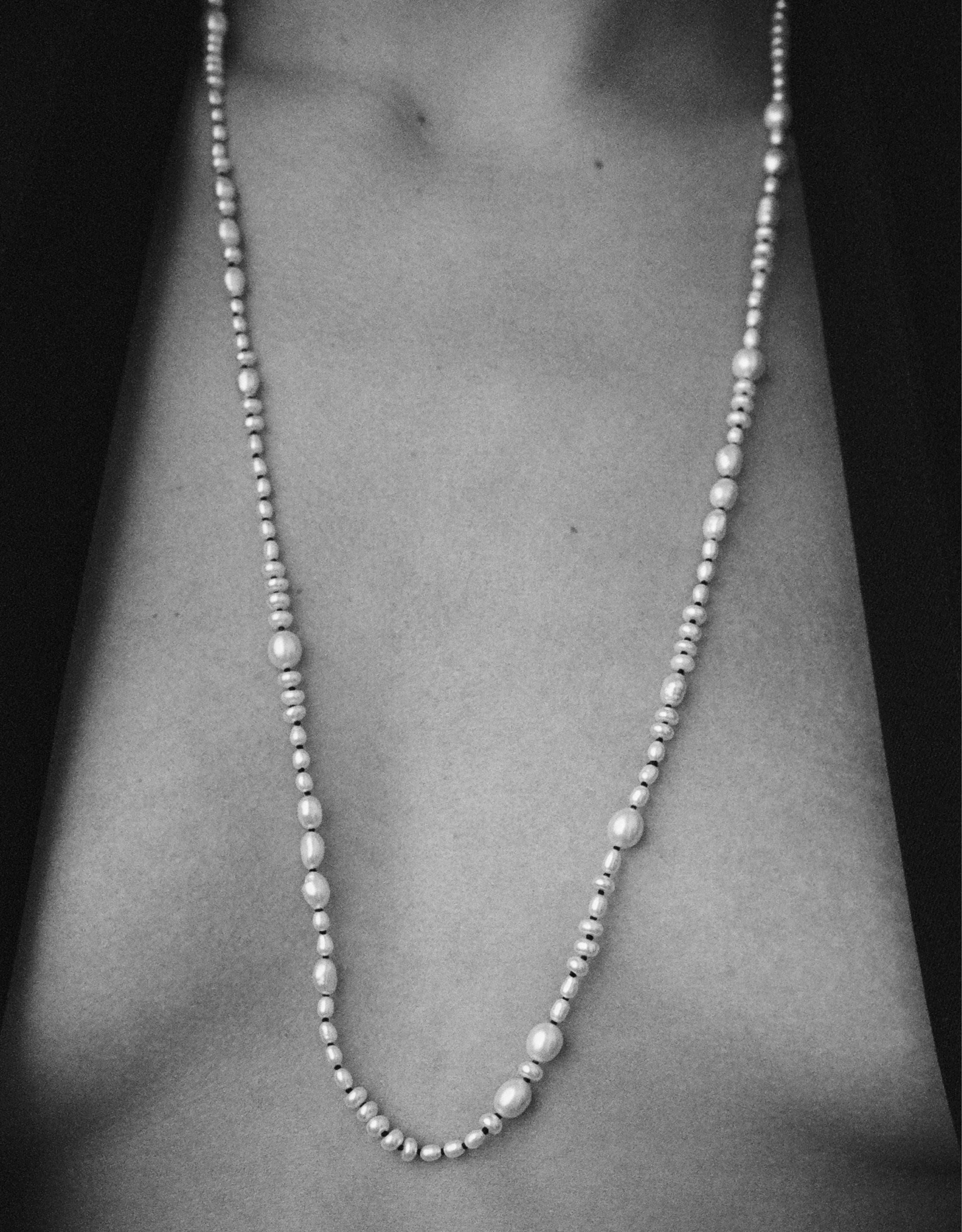 White Pearl Mermaid Necklace, 30in