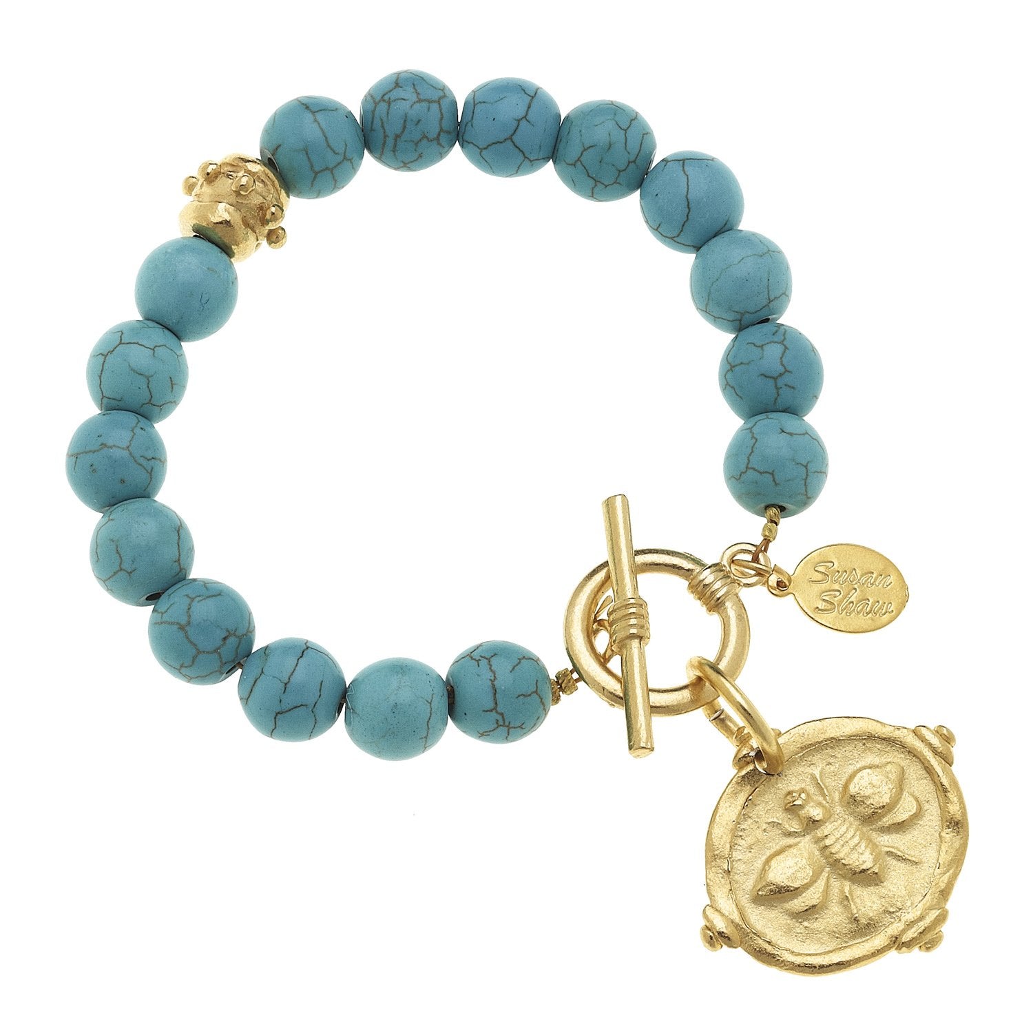 Gold Bee Intaglio Stone Bracelet