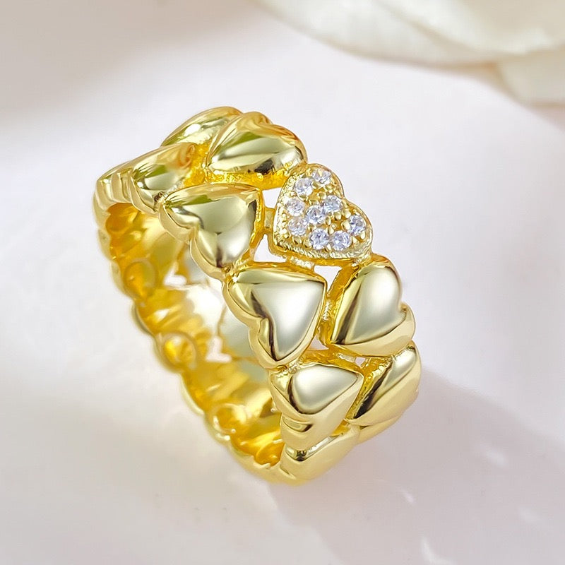 Double-Layer Heart-Shaped Zirconia Ring