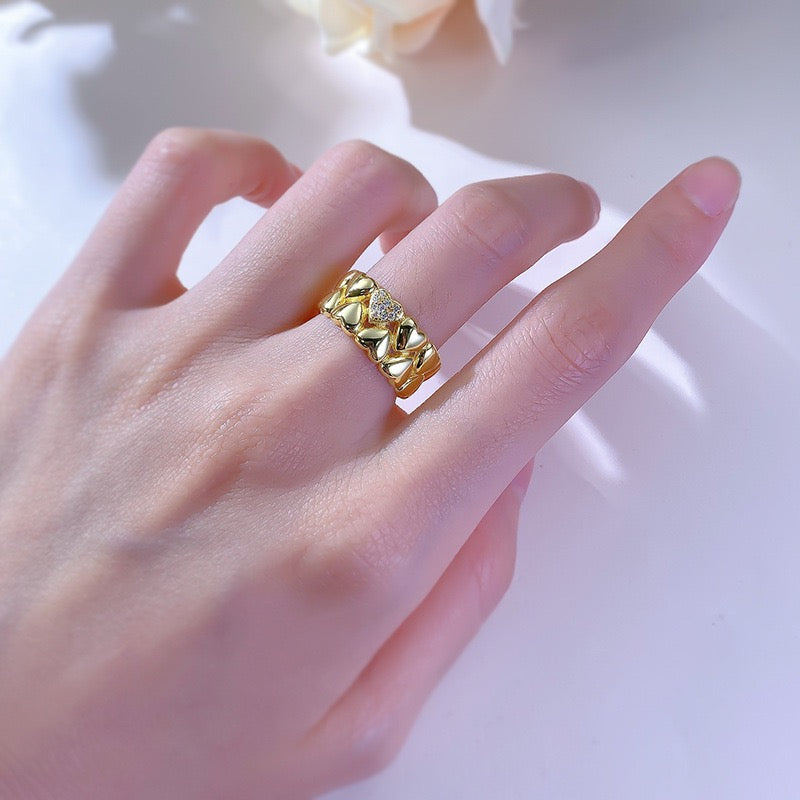 Double-Layer Heart-Shaped Zirconia Ring