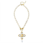 Charlotte Cross Pearl Necklace