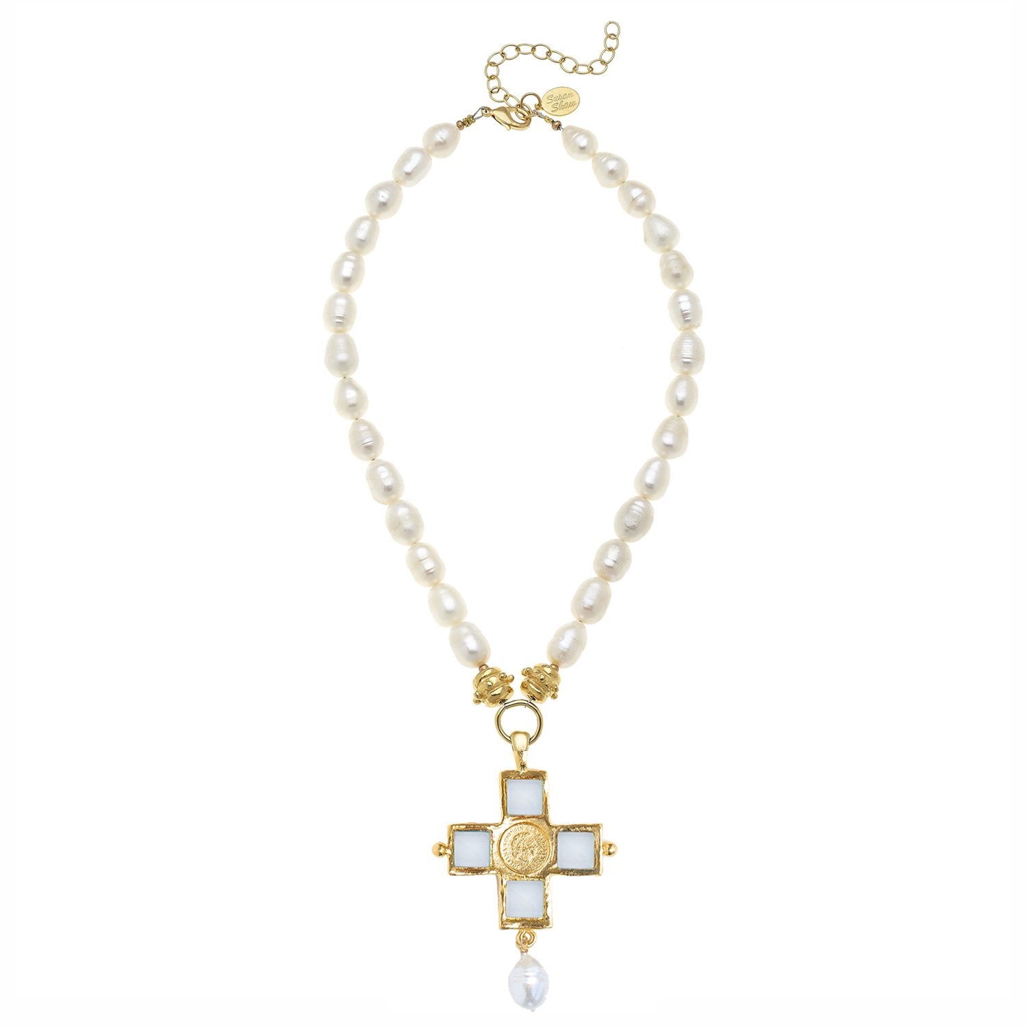 Charlotte Cross Pearl Necklace