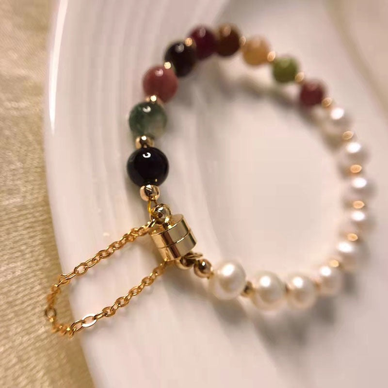 Colourful Gemstone Pearl Bracelet