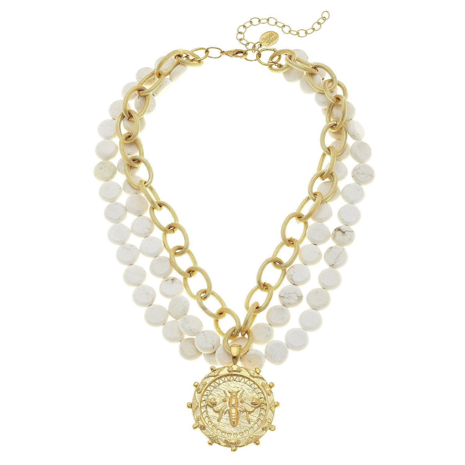 Queen Bee Multi-Strand White Turquoise Necklace