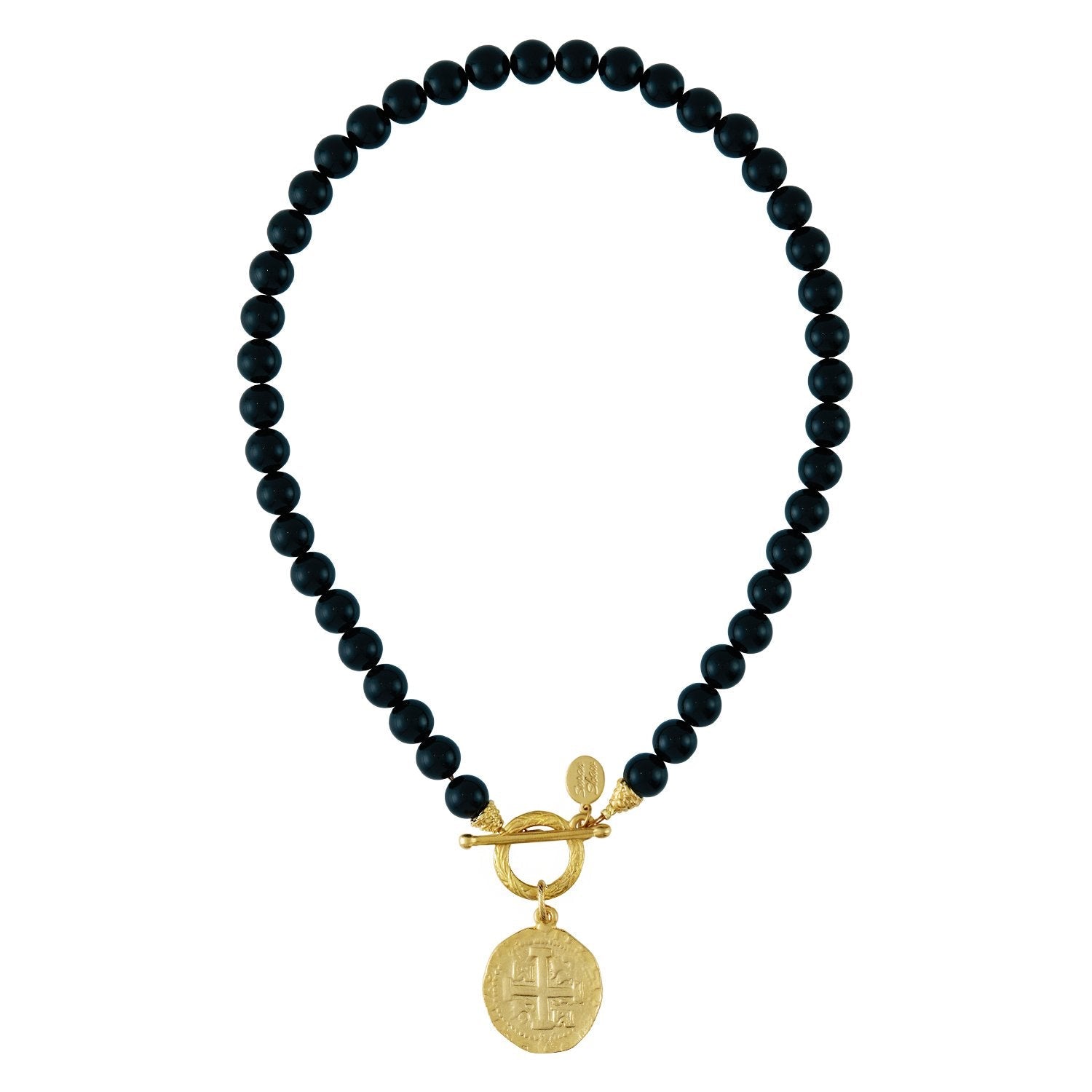 Coin Toggle Onyx Necklace