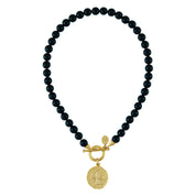 Coin Toggle Onyx Necklace