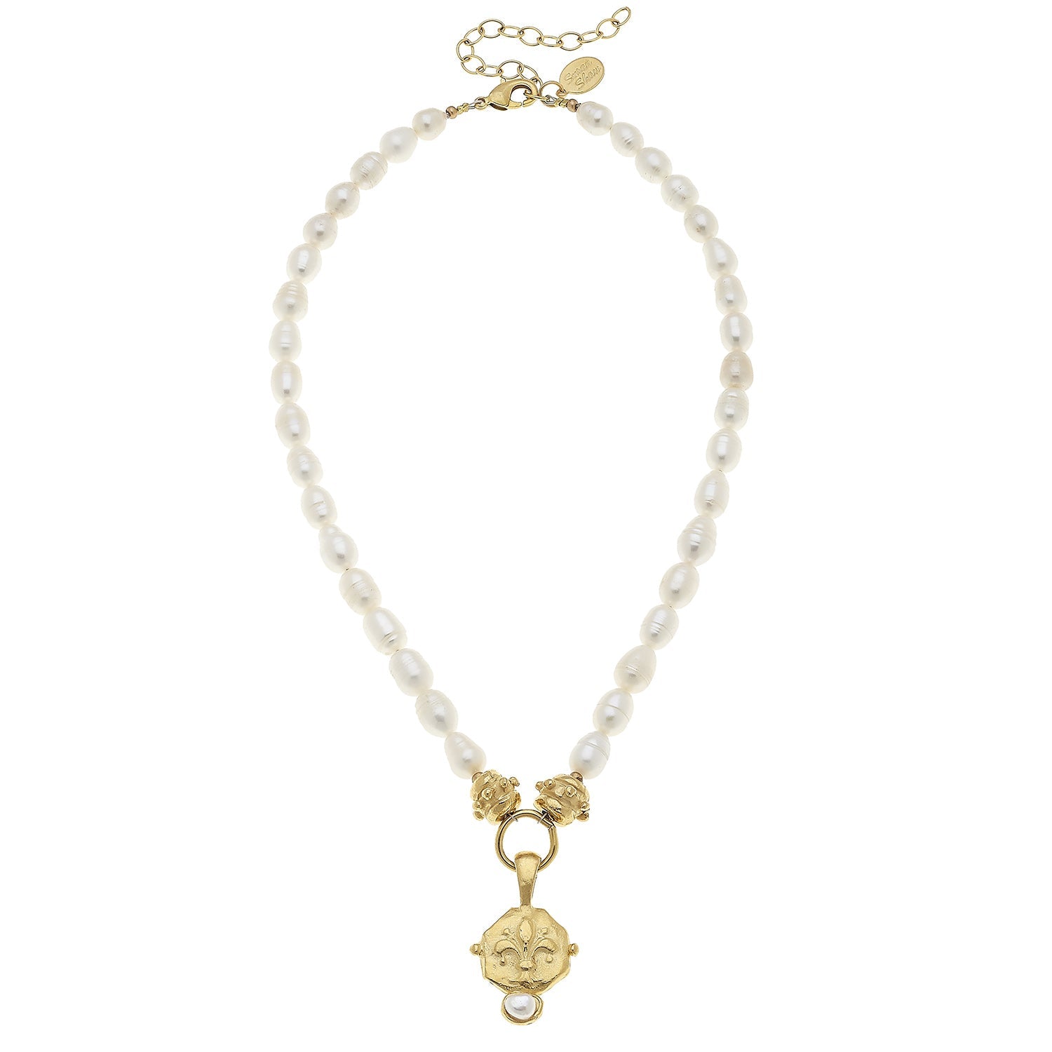 Fleur-de-Lis Intaglio Pearl Necklace