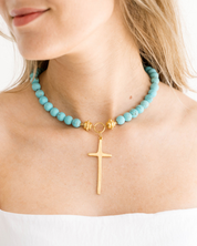 Turquoise Tall Cross Necklace