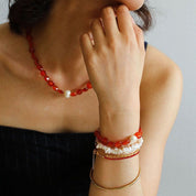 Red Onyx with Baroque Necklace l Bracelet