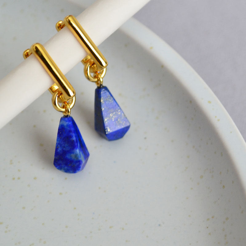 Three-Dimensional Blue Lapis Pendant & Earrings