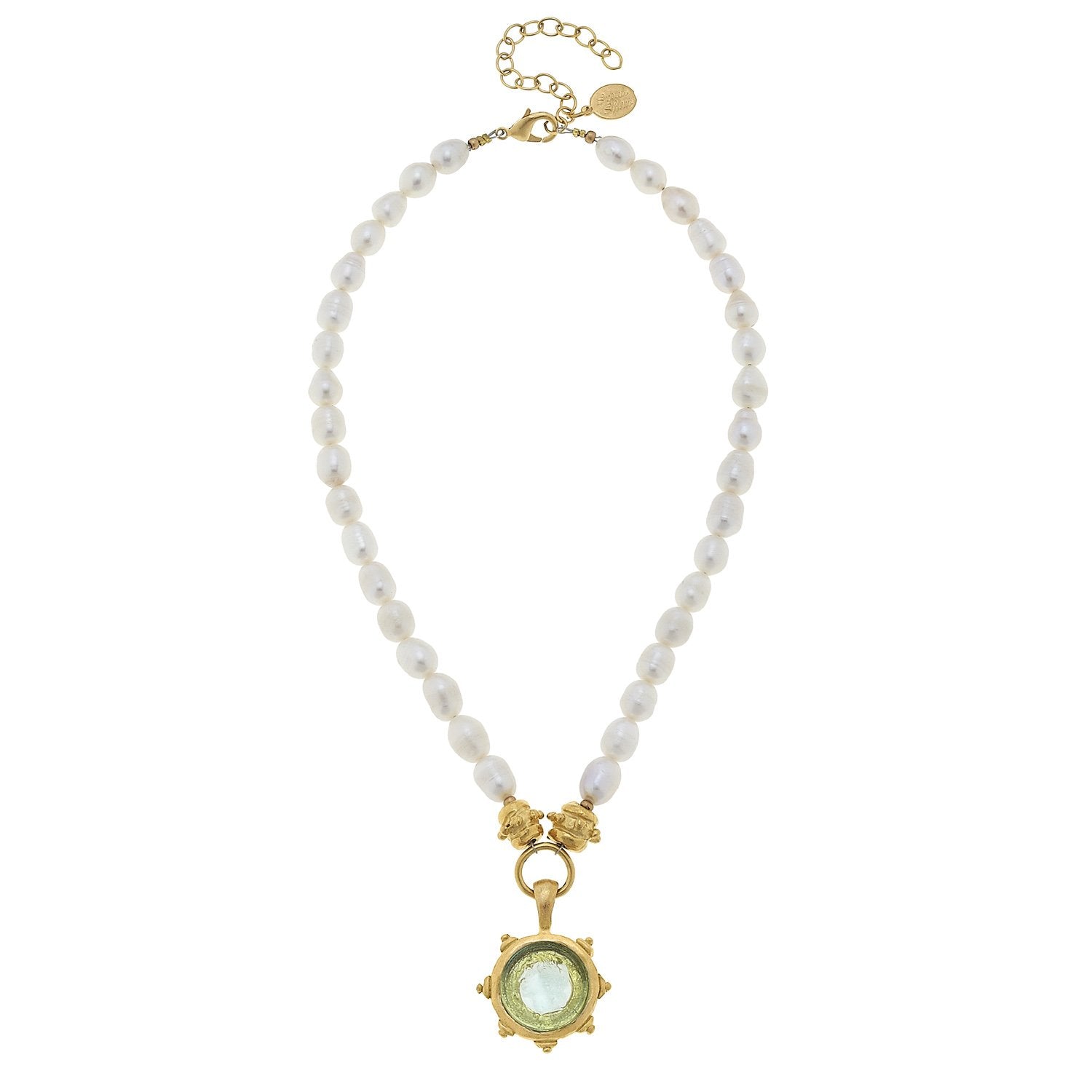 Small Venetian Glass Coin Pearl Necklace