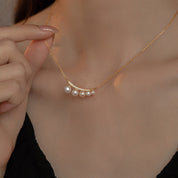 Crescent Moon Pearl Gradient Necklace