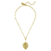 Monstera Paperclip Necklace