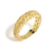 Luxurious Vintage Textured Wheat Woven Ring