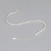 Silver Shining Rice Bead Double Layer Bracelet