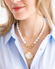 Mother of Pearl Cross Pearl Necklace