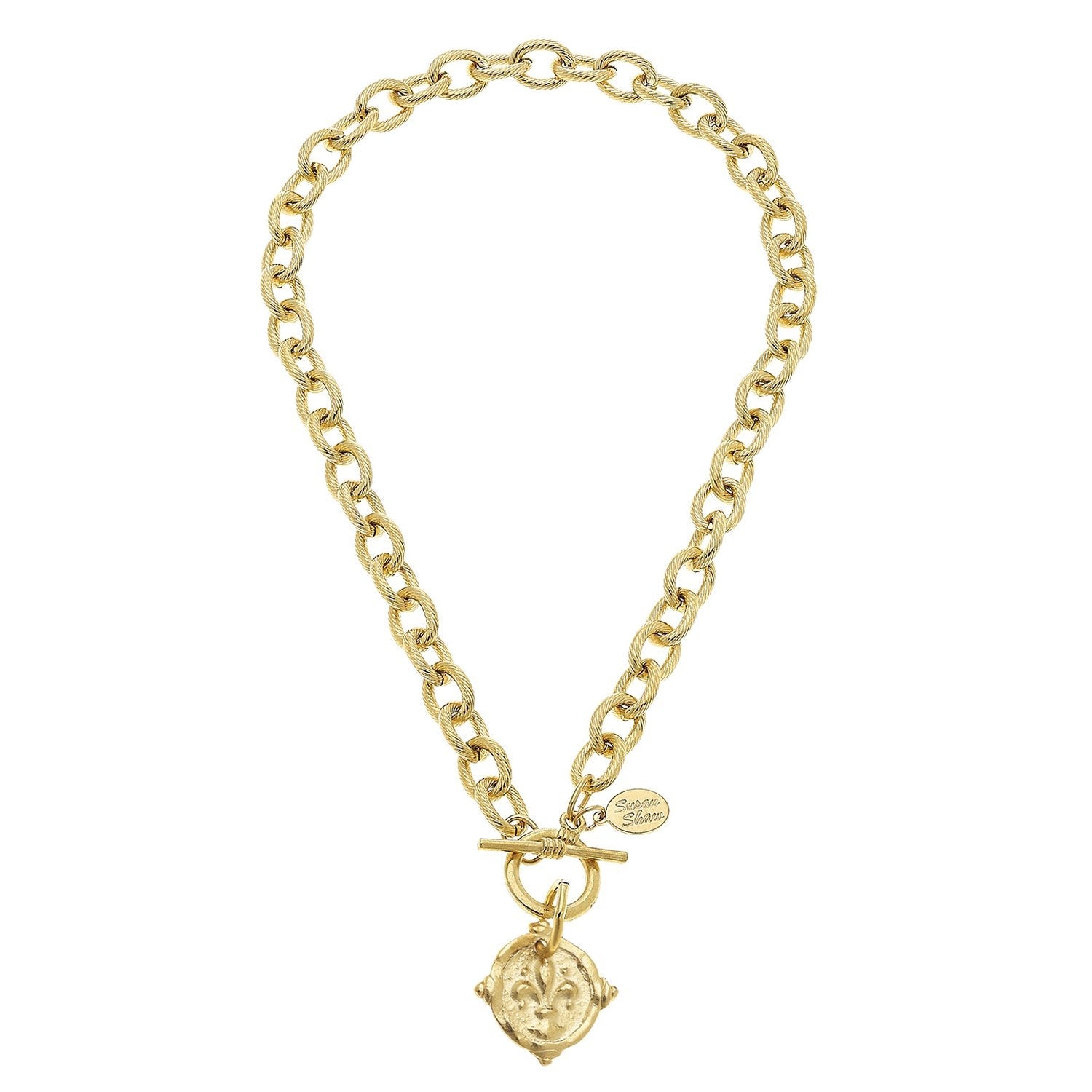 Fleur-De-Lis Intaglio Toggle Necklace