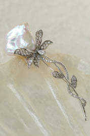 Rosy Flower Baroque Pearl Brooch