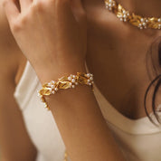 Vintage Leaf Pearls Necklace,Bracelet and Earrings Set (Purchase Individually)