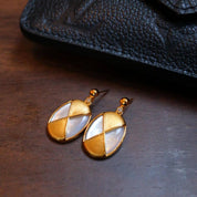 Gold Vermeil Oval White Shell Earrings